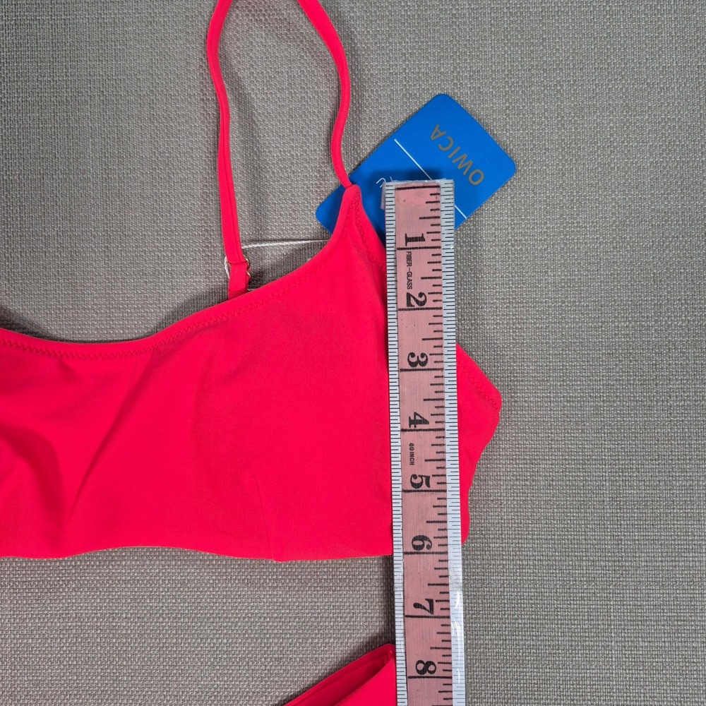 OWICA Womens 2 Piece Bikini Set Hot Pink Low Rise High Cut Bathing Suit Size S - Picture 5 of 8